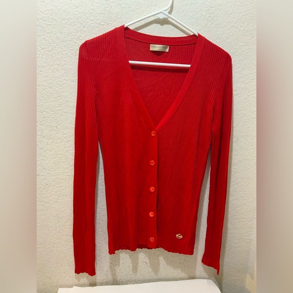 Emilio Pucci red top light sweater Size L Italy